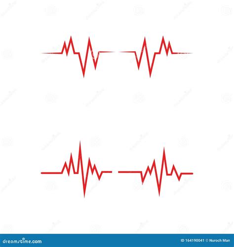 Set Of Red Pulse Line Logo Vector Icon Stock Vector Illustration Of