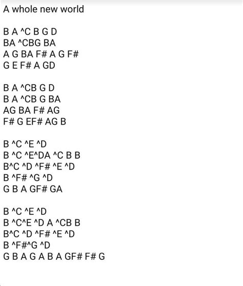 A Whole New World Kalimba Tabs Easy Kalimba Chords Number And Letter