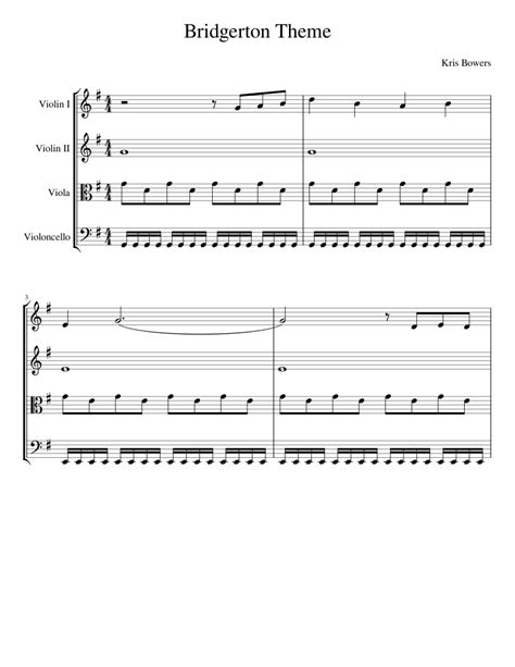 Bridgerton Theme Sheet Music For Violin Viola Cello String Quartet