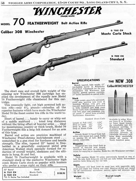 1954 Print Ad Of Winchester Model 70 Featherweight Bolt Action Rifle Ebay