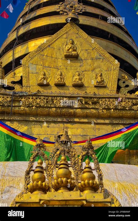 The Five Dhyani Buddhas Statue Can Be Seen In The Gilded Pentagonal