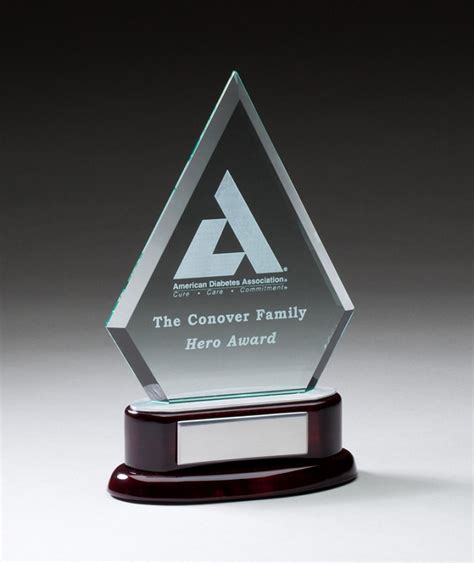 Employee Recognition Glass Trophy Award Diamond Small