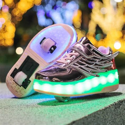 Роликовые кроссовки с LED подсветкой, розовые на 2-х колесах, размеры ...
