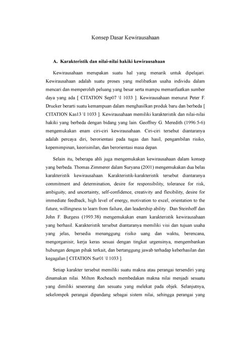 Konsep Dasar Kewirausahaan Karakteristik Dan Nilai Nilai Hakiki