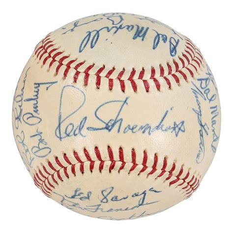 1965 Cardinals ONL Baseball Signed By 24 With Lou Brock Bob Gibson