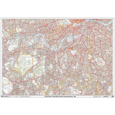 South West London - SW - Postcode Wall Map | Stanfords