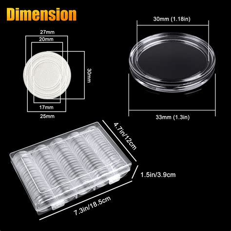 100pcs 30mm Coin Storage Box Clear Round Plastic Collection Case