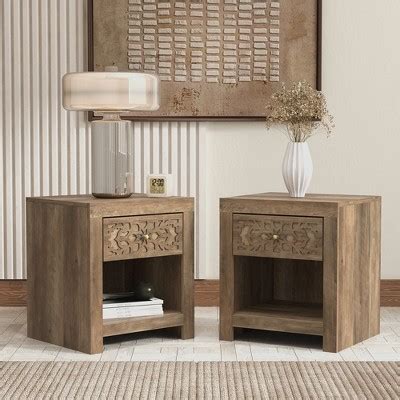 Galano Avaro 1 Drawer Knotty Oak Nightstand 20 3 In H X 17 8 In W X