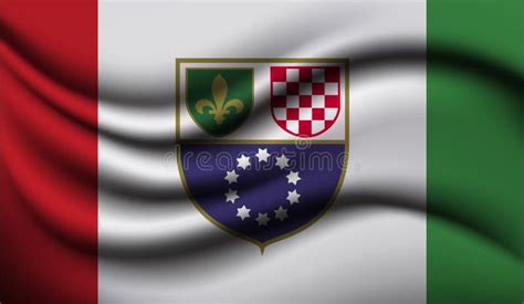 Bosnia And Herzegovina Federation Of Realistic Waving Flag Design Stock