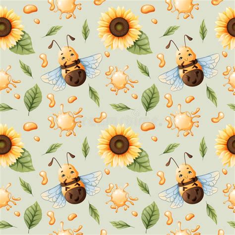 Background Bees Sunflowers Stock Illustrations 229 Background Bees