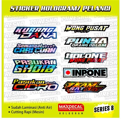 Jual Terbaru Stiker Viral Hologram Terlaris Racing Series 8 Sticker