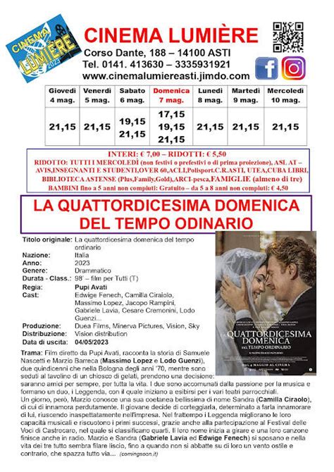 Al Cinema Lumière di Asti arriva La quattordicesima domenica del tempo