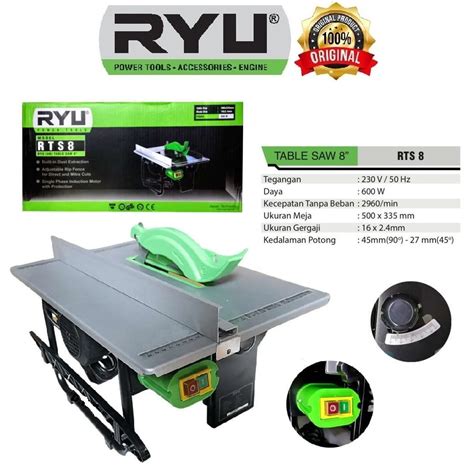 RYU Tekiro RTS 8 Mesin Table Saw Gergaji Kayu 200mm Table Saw 8 Inch