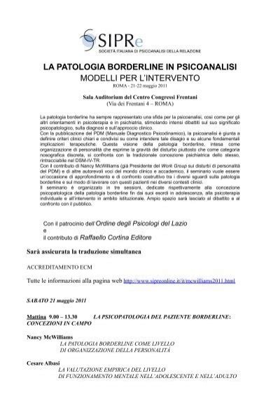 La Patologia Borderline In Psicoanalisi Modelli Per L Psychomedia