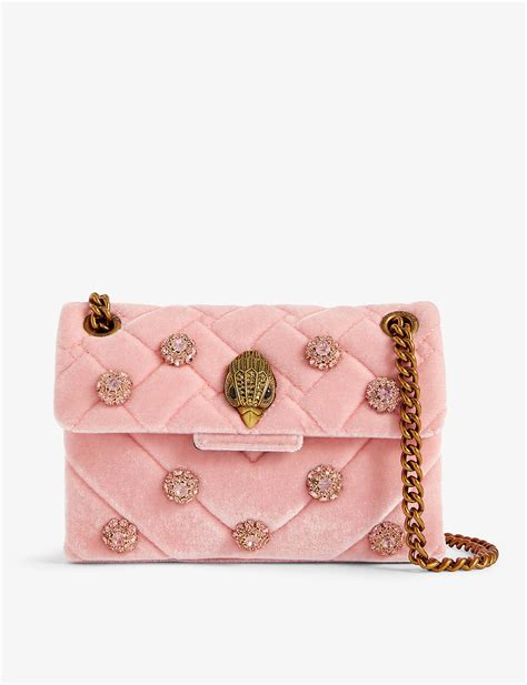 Kurt Geiger Mini Kensington Rhinestone Embellished Woven Shoulder Bag In Pink Lyst