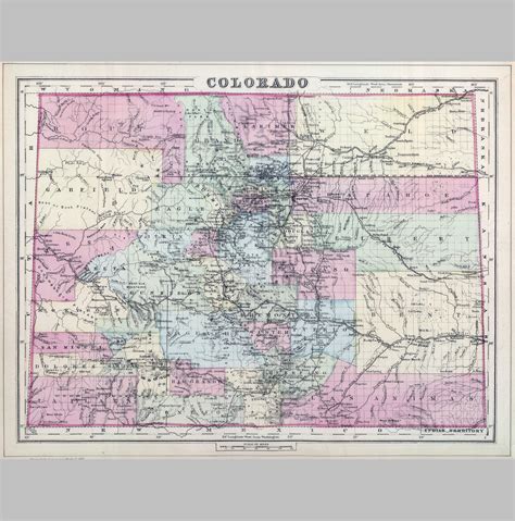 Colorado Old Map Print, State Road Map Print, Colorado USA , Map Art ...