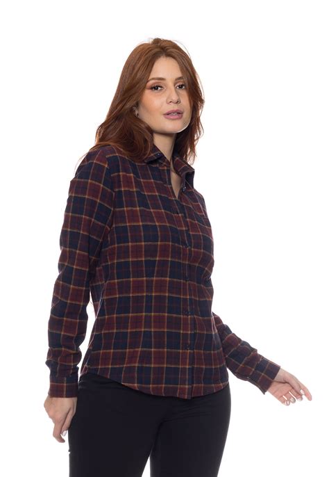 Camisa Feminina Xadrez Flanelada Manga Longa Crocker