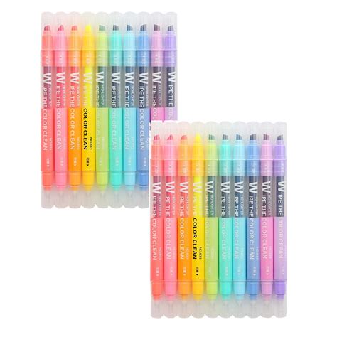 Sanamity Fineliners 2 Pack 10 Colors Erasable Highlighters Assorted