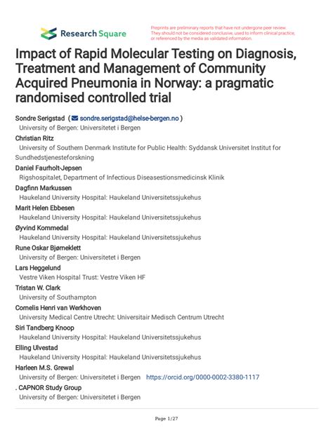 PDF Impact Of Rapid Molecular Testing On Diagnosis Treatment And