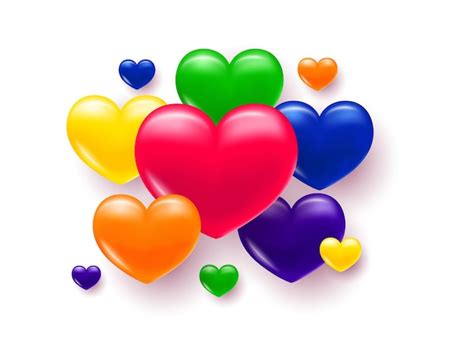 Premium Vector Background With Heart Multicolored Volumetric Hearts