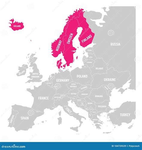 De Skandinavische Staten Denemarken Noorwegen Finland Zweden En