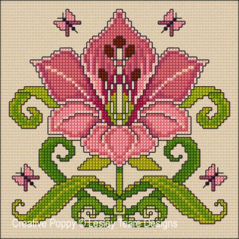 Lesley Teare Designs Art Nouveau Lily Cross Stitch Pattern