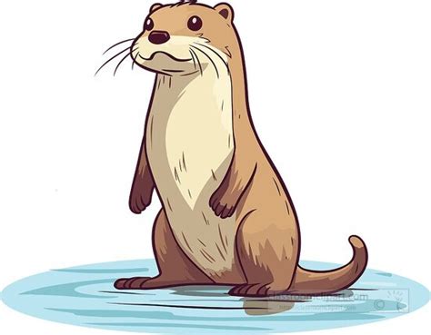 Ocean Mammals Clipart River Otter Standing In Water Clip Art