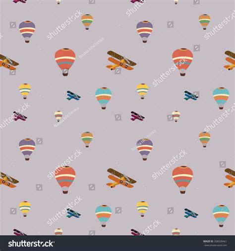 Seamless Hot Air Balloon Vintage Planes Stock Vector Royalty Free Shutterstock
