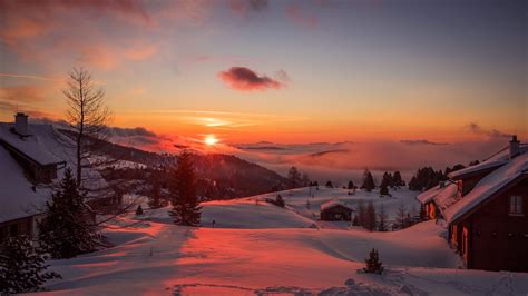 Winter Sunset Wallpapers - Top Free Winter Sunset Backgrounds ...