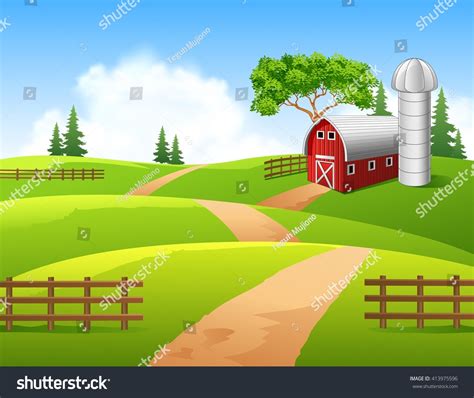 Illustration Farm Background Stock Vector (Royalty Free) 413975596 | Shutterstock