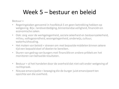 Week 5 Bestuur En Beleid Week 5 Bestuur En Beleid Bestuur