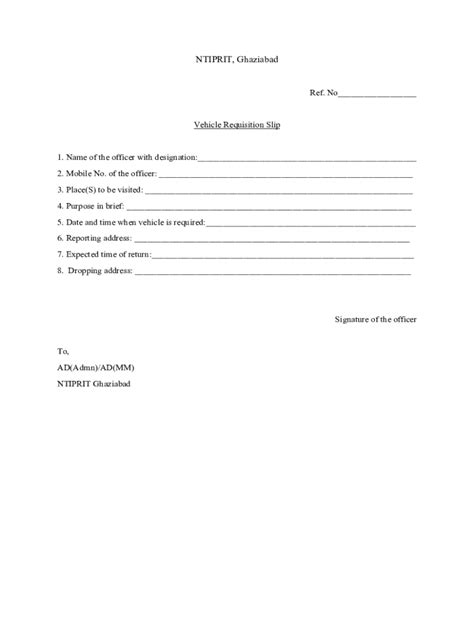 Fillable Online Vehicle Requisition Slip Fax Email Print Pdffiller