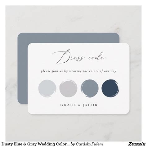 Dusty Blue Gray Wedding Color Palette Card Zazzle Blue Grey