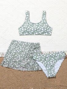 Niñas con estampado floral Bañador bikini Falda de playa Mode de Mujer SHEIN España