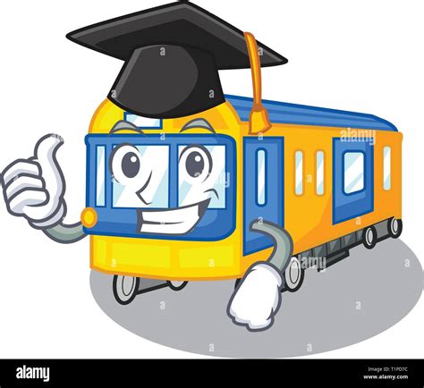 Graduation Subway Train Toys In Shape Mascot Vector Illustration Stock