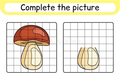 Completar La Imagen Hongo Boletus Copiar La Imagen Y El Color