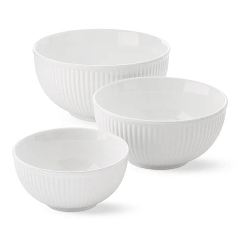 White Ribbed Ceramic Mixing Bowls, Set of 3 | Williams Sonoma Australia