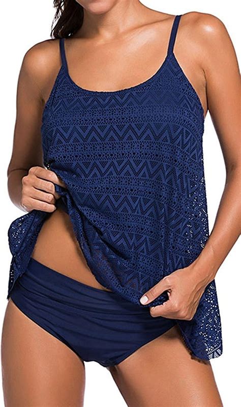 YuanYan Damen Sportlich Tankini Top Bandeau Bikini Sets Zwei Stück