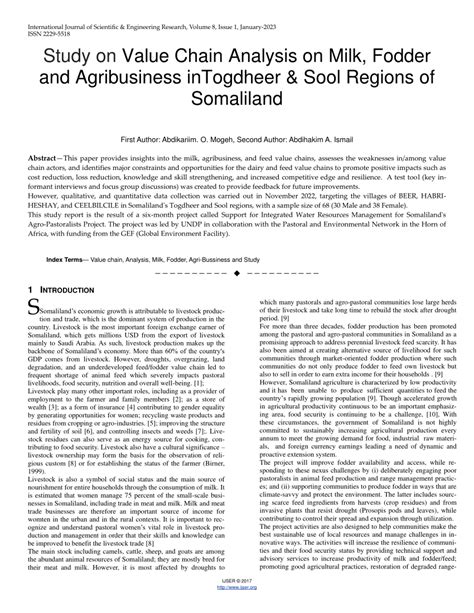 Pdf Study On Value Chain Analysis On Milk Fodder And Agribusiness