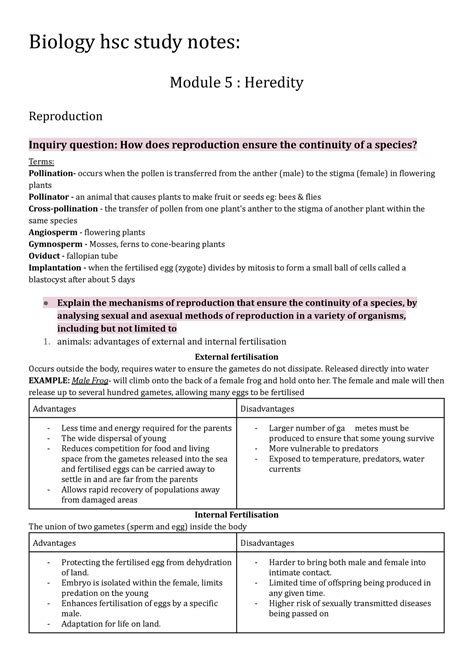 Biology Hsc Study Notes Biology Hsc Study Notes Module 5 Heredity