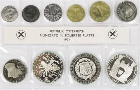 Österreich 1974 Kursmünzensatz KMS Proof gekapselt MA Shops