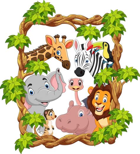 Cartoon collection happy zoo animals 5151818 Vector Art at Vecteezy