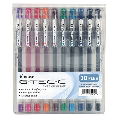 Pilot G TEC C Ultra Fine Point Gel Ink Stick Pen Assorted Ink 4mm