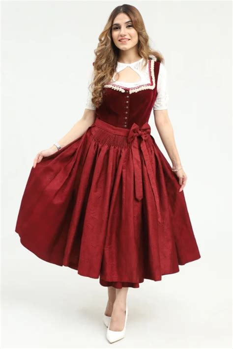 Rich Maroon Dirndl Stunning German Traditional Dress Lederhosen Store