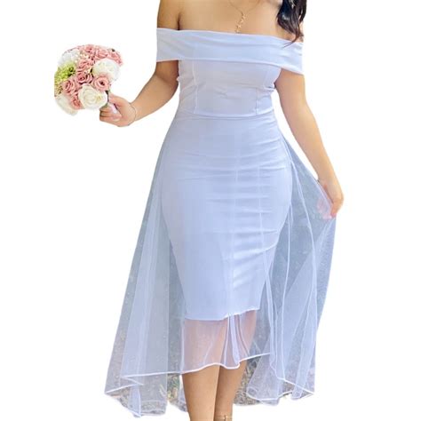 Vestido MIDI Tubinho GLITER De Tule Noiva Casamento Civil Ou Eventos