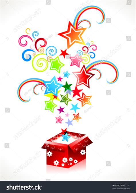 Abstract Colorful Magic Box With Stars Vector Illustration 84843151