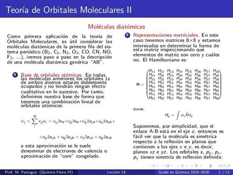 PDF Teor A De Orbitales Moleculares II UAM 2020 2 7 Teor A