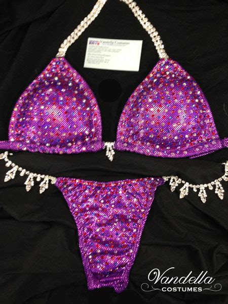 Fuchsia Bikini Competition Suit With Rhinestone Connectors