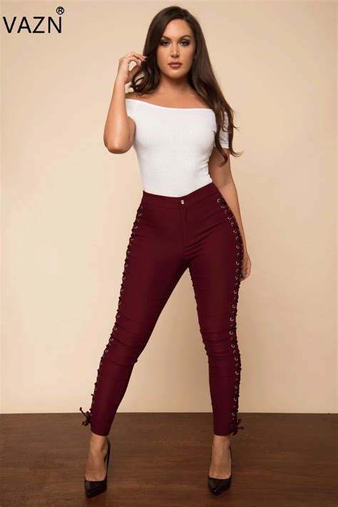 Vazn 2017 New Style Fashion Bodycon Pants High Waist Sexy Pants Full Length Women Pants J1375 In