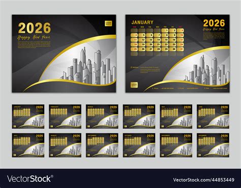 Calendar Template Set Week Starts Sunday Vector Image